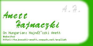 anett hajnaczki business card